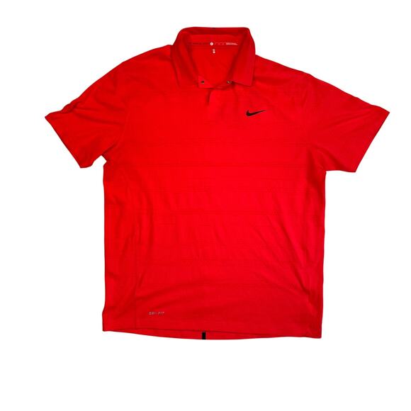 Nike Tiger Woods Polo Shirt Mens Large Red Dri Fit Golf Casual Performance - Picture 1 of 7